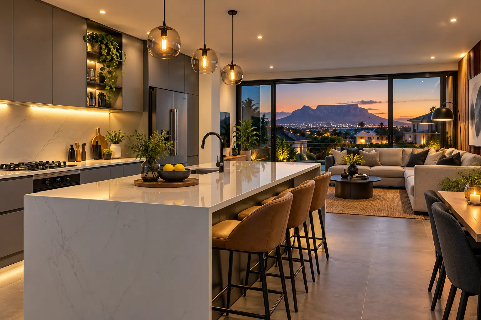 Modern kitchen with LED lighting